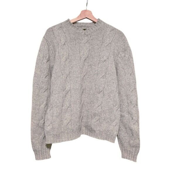 Abercrombie & Fitch Cable Knit Sweater Wool Blend Light Gray Women's Size L - Picture 1 of 8